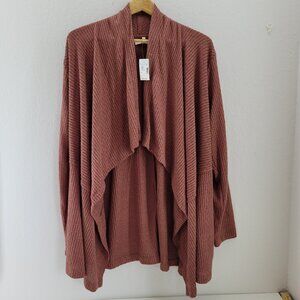 MAURICES Sweater Womens 1x Open Front Waterfall Cardigan Dusty Rose Pink